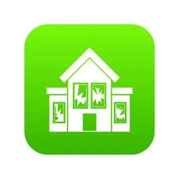 House with broken windows icon digital green Ilustración de archivo