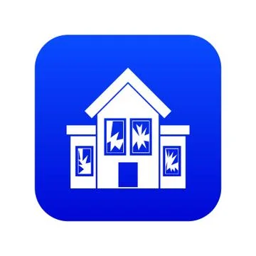 House with broken windows icon digital blue Ilustración de archivo