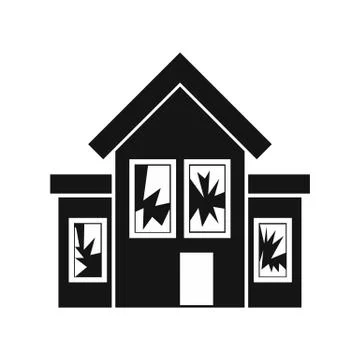 House with broken windows icon, simple style Ilustración de archivo