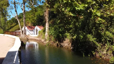 House on the brook in the countryside Stock Footage 139534805