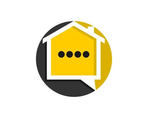 House with bubble chat shape in the circle logo Stock Illustration