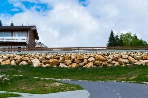 House build on strong solid bed rock with copy space Stock Photos