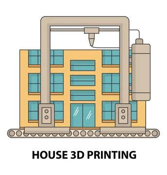 House building 3d printing flat vector design Ilustración de archivo