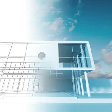 House building 3d rendering Ilustración de archivo