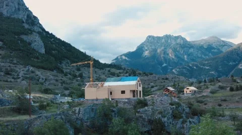 House building in Alps Stock Footage 44128259