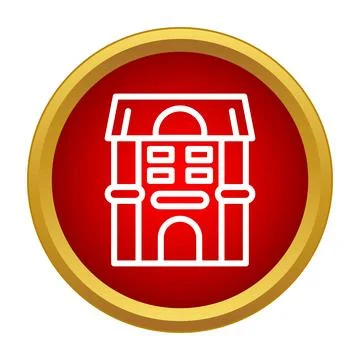 House building architectural element in red circle icon Stock Illustration