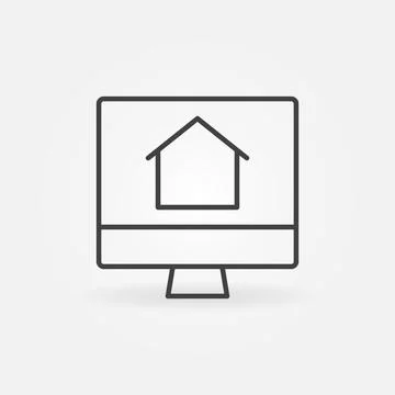 House Building on Computer Screen vector concept colored icon Stock Illustration