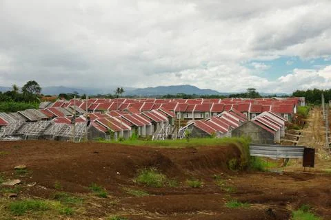 House building connstruction under development in near mountain in bogor Stock Photos