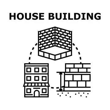 House building construction stages architecture industry concept Stock Illustration
