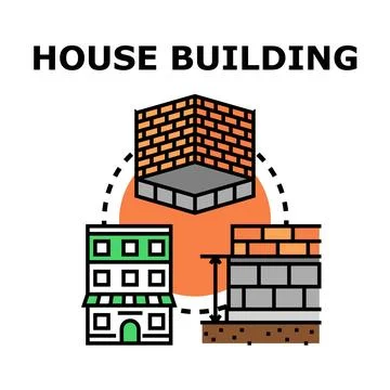 House building construction stages architecture industry concept Stock Illustration
