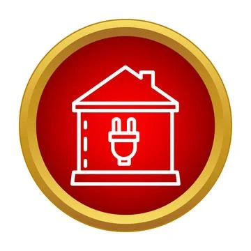 House building with electrical plug symbol for energy Ilustração Stock