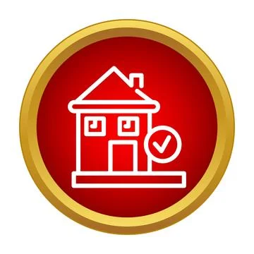 House building icon with check mark for approval Stock Illustration