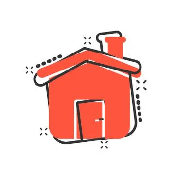 House building icon in comic style. Home apartment vector cartoon illustratio Ilustración de archivo