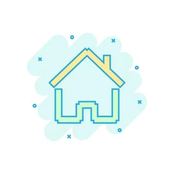 House building icon in comic style. Home apartment vector cartoon illustratio Ilustración de archivo