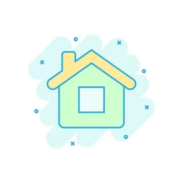 House building icon in comic style. Home apartment vector cartoon illustratio Ilustración de archivo