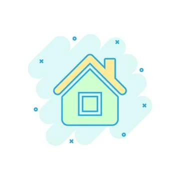 House building icon in comic style. Home apartment vector cartoon illustratio Ilustración de archivo