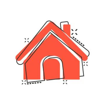 House building icon in comic style. Home apartment vector cartoon illustratio Ilustración de archivo