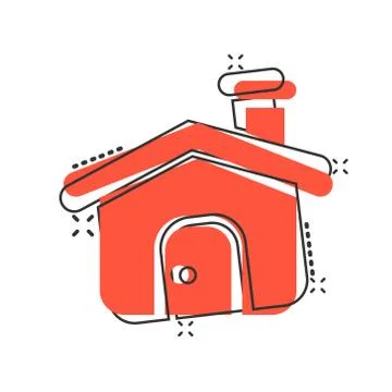House building icon in comic style. Home apartment vector cartoon illustratio Ilustración de archivo