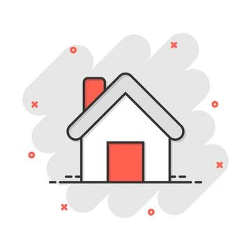 House building icon in comic style. Home apartment vector cartoon illustratio Ilustración de archivo