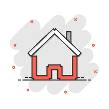 House building icon in comic style. Home apartment vector cartoon illustratio Ilustración de archivo