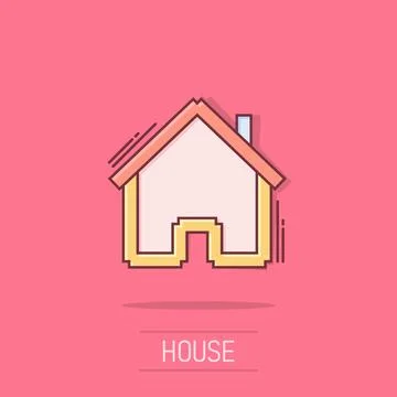 House building icon in comic style. Home apartment vector cartoon illustrat.. Ilustración de archivo