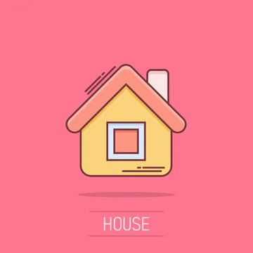 House building icon in comic style. Home apartment vector cartoon illustrat.. Ilustración de archivo
