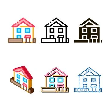 House building icon multipack vector outline Stock Illustration