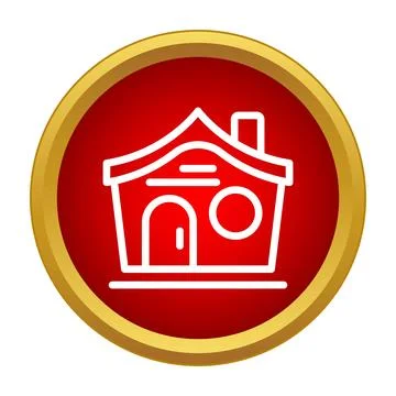 House building icon on red circle background Ilustración de archivo