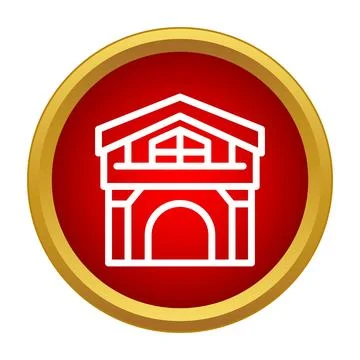 House building icon on red circle background Ilustración de archivo