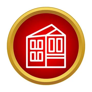 House building icon in red circle Stock Illustration