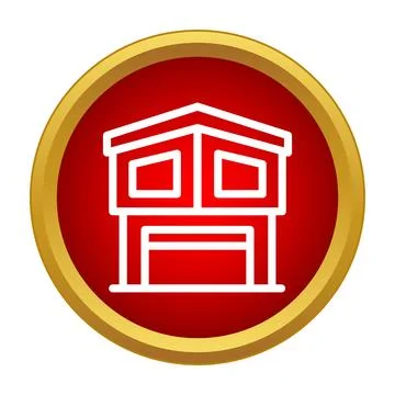 House building icon in red circle button Stock Illustration