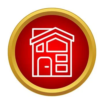 House building icon in a red circle frame Stock Illustration