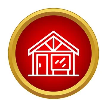 House building icon in red circle button Stock Illustration