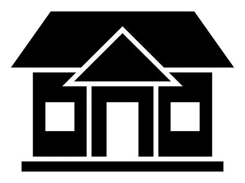 House Building Icon Solid Black Silhouette on White Background Stock Illustration