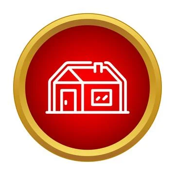 House building line icon in red circle Ilustración de archivo