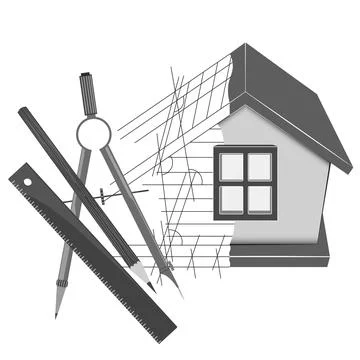 House building plan and engineer tool Stock Illustration
