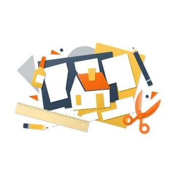 House building project concept, model planning, home construction Ilustración de archivo