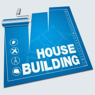 House Building Shows Home Construction 3d Illustration Ilustración de archivo