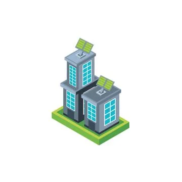 House building with solar panel on white background Ilustración de archivo