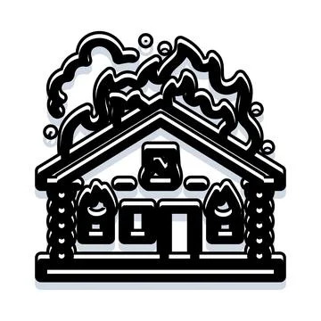 House building structure on fire burning danger icon Ilustración de archivo