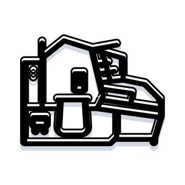 House building structure minimal line art icon Stock Illustration
