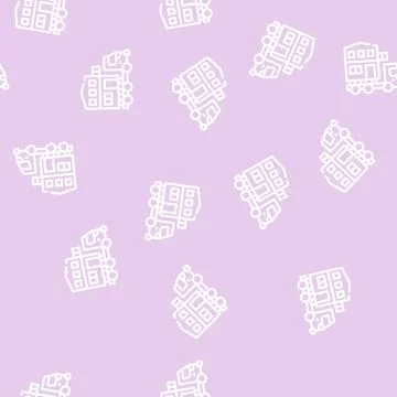 House building transportation line vector seamless pattern Stock Illustration