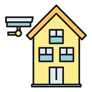 House building under smart home surveillance camera monitoring Stock Illustration