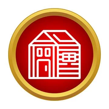 House building vector icon on red button Ilustración de archivo