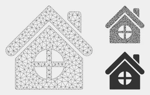 House Building Vector Mesh Network Model and Triangle Mosaic Icon Ilustración de archivo