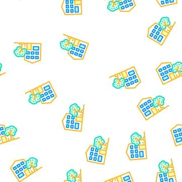 House building vector seamless pattern color Stock Illustration