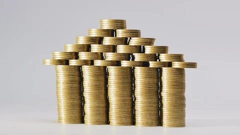 House is built from coins Stock Footage 102576992