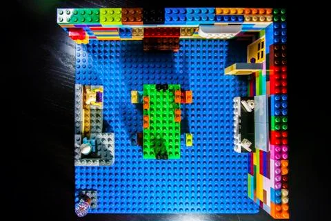 House built with colored bricks Stock Photos