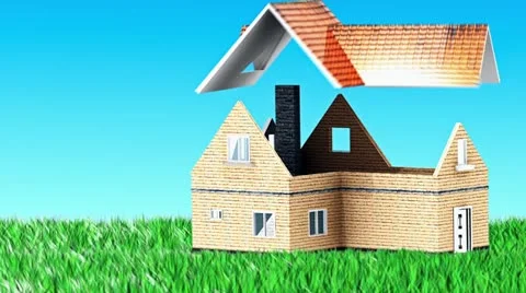 House Built on the grass Stock Footage 21878930