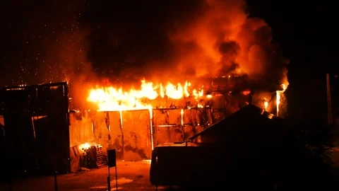 House Burning Down In Flames Video stock 91257099